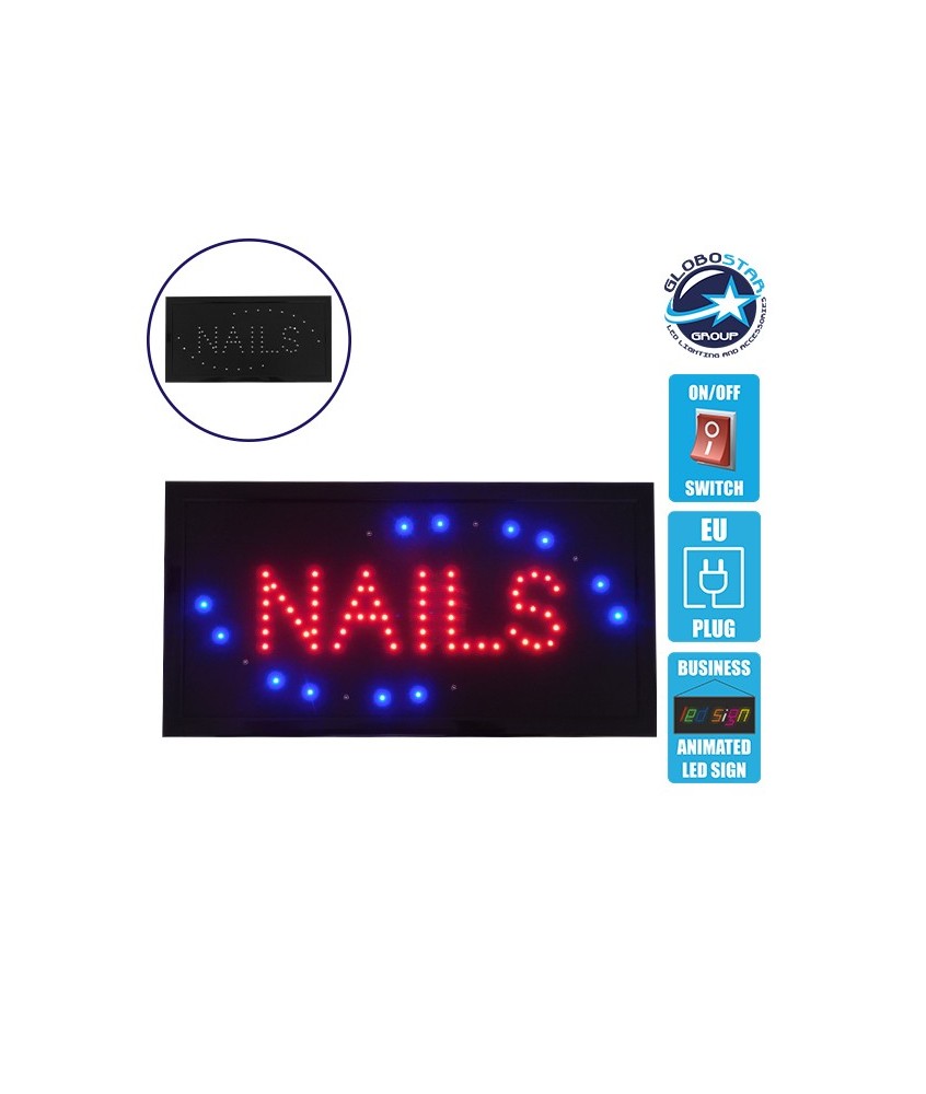 Φωτιστικό LED Σήμανσης NAILS με Διακόπτη ON-OFF και Πρίζα 230v 48x2x25cm GloboStar 96304